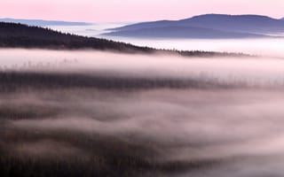 Картинка утро, горы, туман