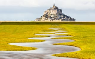 Картинка Франция, Нормандия, замок, Мон-Сен-Мишель