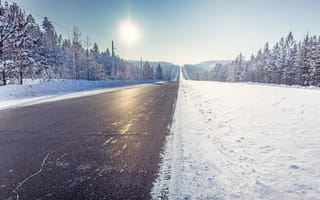 Обои дорога, зима, снег