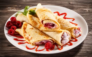 Картинка pancakes, выпечка, варенье, блинчики, raspberry, jam, блины, малина