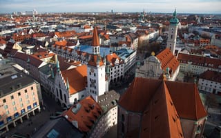 Картинка Мюнхен, старая ратуша, дома, Германия, небо, панорама, крыша