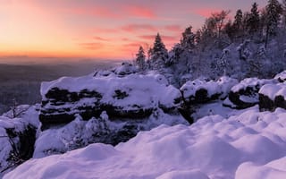 Картинка закат, зима, природа, горы