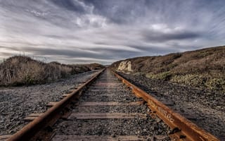 Картинка железная дорога, пейзаж, перспектива