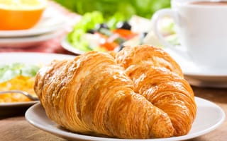 Картинка breakfast, круассаны, завтрак, джем, выпечка, croissant