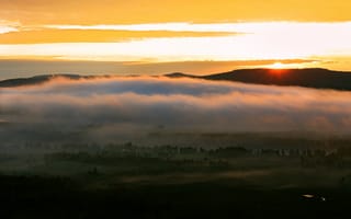 Картинка утро, свет, долина, туман