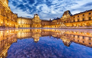 Картинка Louvre, France, дворец, вода, отражение, здание, Франция, Paris, Лувр, Париж, музей