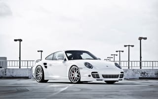 Картинка Porsche, порше, турбо, белый, небо, передняя часть, 911 TT, Turbo, white, 997
