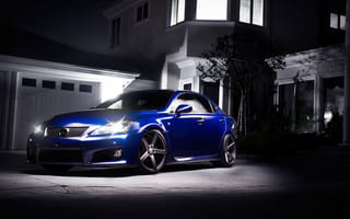 Картинка Lexus, лексус, дом, blue, синий, ночь, IS, гараж, передняя часть, тень