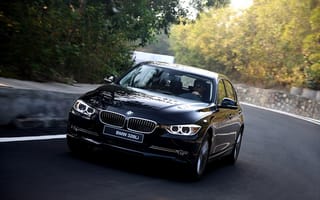 Картинка BMW, деревья, седан, 3 Series, Long Wheelbase, БМВ, передок, дорога