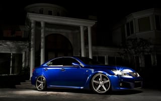 Картинка Lexus, blue, синий, IS, передняя часть, ночь, лексус, тень, дом