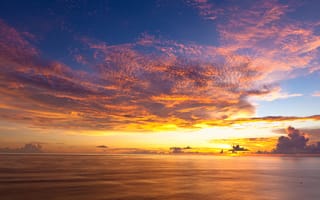 Картинка Indonesia, облака, Индонезия, закат, океан