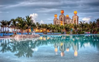 Картинка Nassau, Bahamas, Atlantis hotel, Багамские Острова, Нассау, бассейн, пальмы