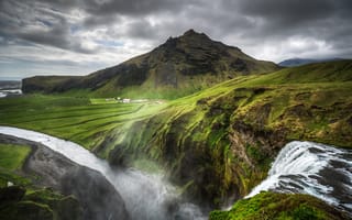 Обои Iceland, горы, Исландия, природа, водопад