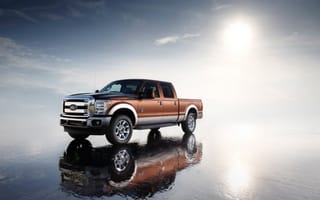 Картинка пляж, Ford F-series, отражение, песок