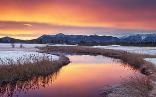 Картинка зима, горы, Бовария, Michael Breitung, озеро