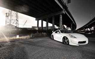 Картинка Nissan, белый, тюнинг, 370-Z, white, мост, ниссан