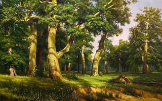 Обои живопись, картина, forest big, painting, лес