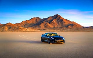 Картинка GT-R, Nissan, Пустыня, Track, Edition, Авто, Небо, Черный, Горы