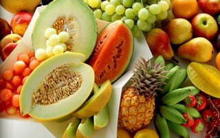 Картинка Дыня, ананас, фрукты, арбуз