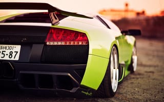 Картинка Lamborghini murcielago, зеленая, car, зад