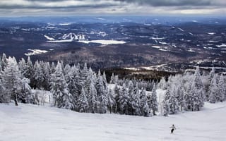 Картинка долина, Mont Tremblant, зима, Quebec, Canada, гора