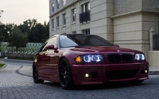 Картинка M3, тюнинг, фары, BMW, купе, передок, e46, red