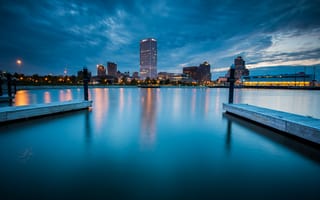 Картинка город, ночь, Milwaukee