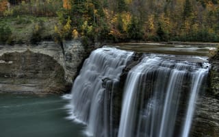 Картинка Middle Falls, водопад, природа, Letchworth State Park, парк, New York