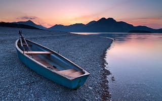 Картинка Michael Breitung, лодка, берег, озеро, горы, Германия, Бовария