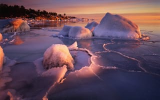 Картинка Botnic Sea, Ботнический залив, лёд, Sweden, побережье, Швеция, Langvind, зима