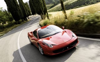 Обои пейзаж, Italia, суперкар, 458, Феррари, Ferrari, дорога, разметка, машина