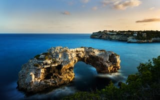 Картинка арка, скалы, Cala Santanyi, море, Balearic Islands, Mallorca