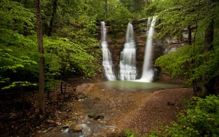 Картинка Арканзас, водопад, Buffalo National River Park, Triple Falls, лес, скала, Arkansas