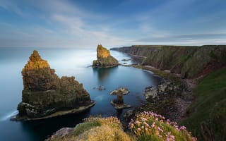 Картинка Caithness, Duncansby Stacks, Scotland, Шотландия, North Sea, Северное море, побережье, скалы