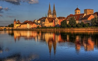 Картинка Регенсбург, вода, Германия, отражение