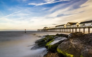 Картинка East Anglia, Seascape, Rock Groyne, Southwold Pier