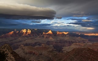 Картинка сша, скалы, Гранд-Каньон, закат, Большой каньон, Grand Canyon, Аризона, свет, Великий каньон, Tim Best Photography, облака