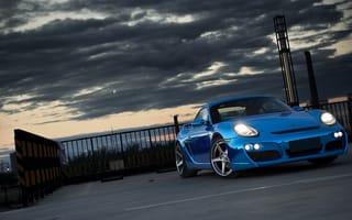 Картинка Porsche, tuning, передок, суперкар, Blue, Chrome, Cayman