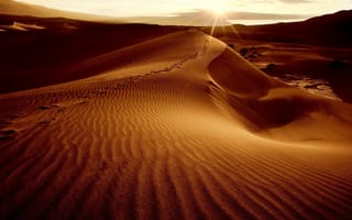 Картинка песок, пустыня, барханы, небо, дюны, солнце, пейзаж