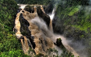 Картинка водопад, джунгли, скала