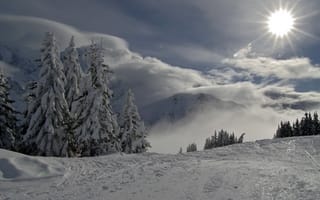 Картинка зима, пейзаж, небо, горы
