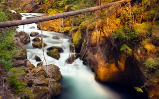Картинка мох, водопад, камни, река, Toketee Falls, природа