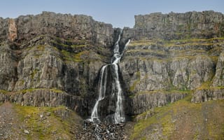 Картинка водопад, скала, обрыв