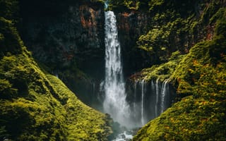 Картинка водопад, обрыв, скалы