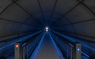 Картинка тоннель, свет, синий