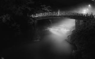 Картинка мост, река, туман