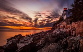 Картинка bass harbor headlight, маяк, закат