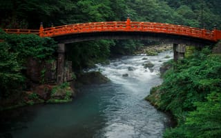 Картинка река, мост, япония