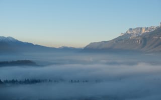 Картинка горы, склон, туман