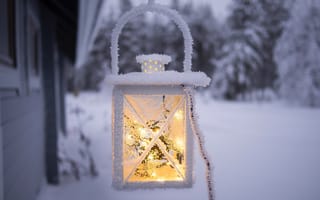 Картинка лампа, иней, снег